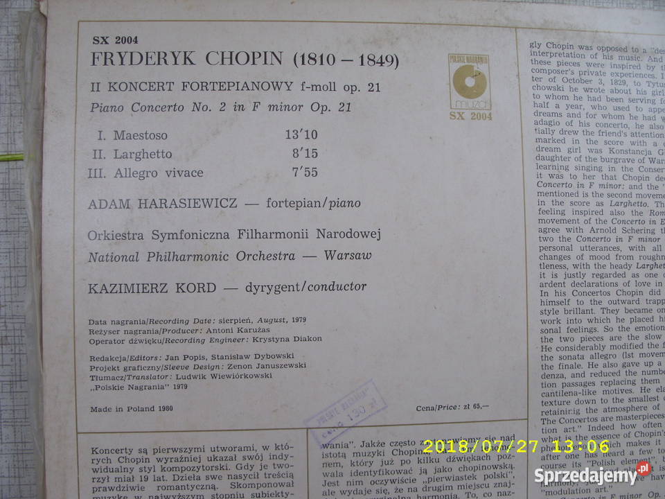 LP klasyka FCHOPIN4 plyty winylowe płyta winylowa