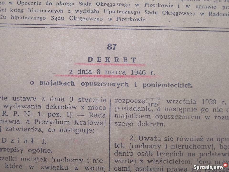 dziennik ustaw z 1946 roku Dąbrowa Chełmińska