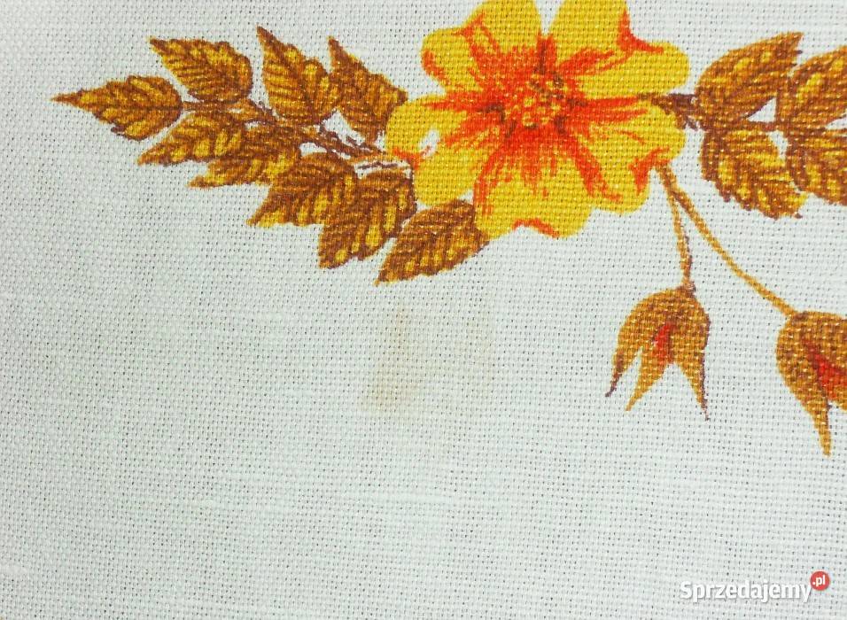 Obrus lniany we wzór roślinny kwiatowy 154 x 124 śląskie Gliwice