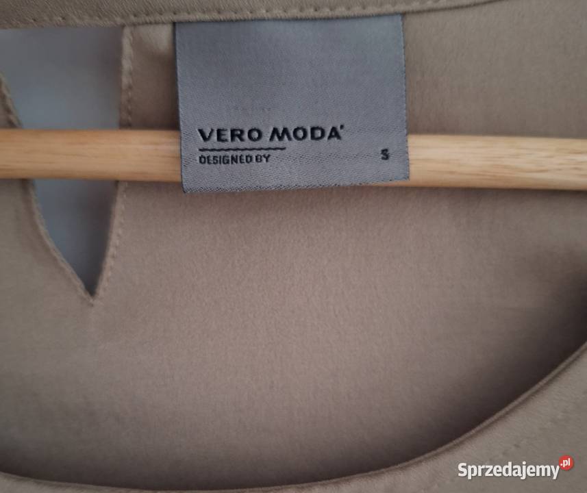 Elegancka beżowa brązowa bluzka z długim rękawem Kraków