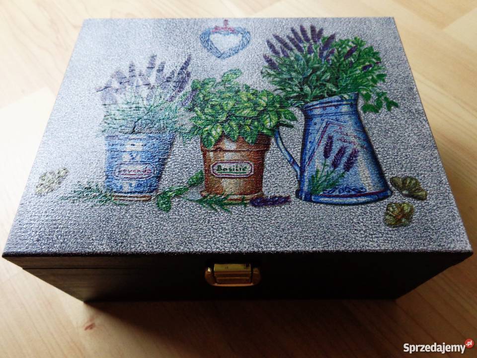LAWENDA i BAZYLIA Drewniana ozdobna skrzyneczka Warszawa