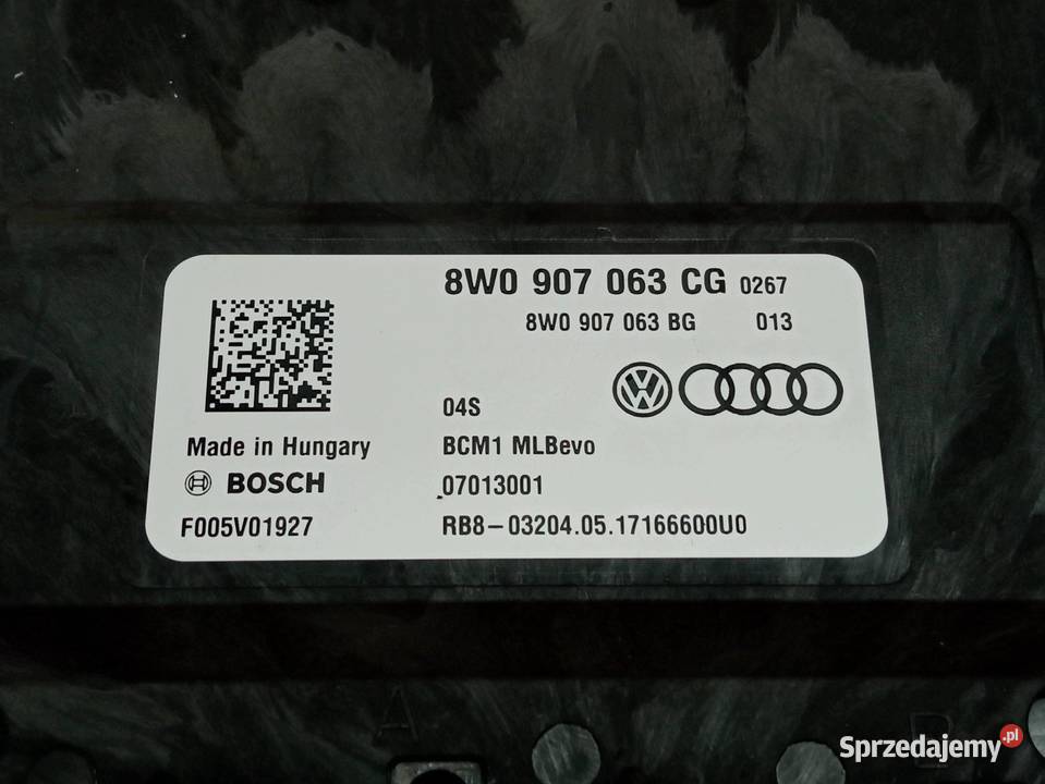 MODUŁ KOMFORTU 8W0907063CG F005V01927 Audi Q7 II osobowe Układ elektryczny, zapłon