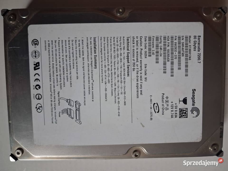 Dysk Seagate Barracuda 80 GB GB Komputery i Akcesoria śląskie Ruda Śląska
