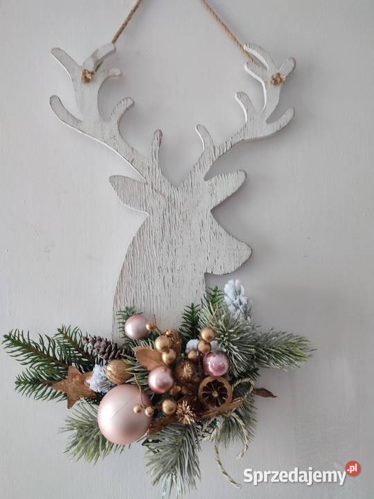 Stroik świąteczny ścienny renifer wianek jeleń Sosnowiec