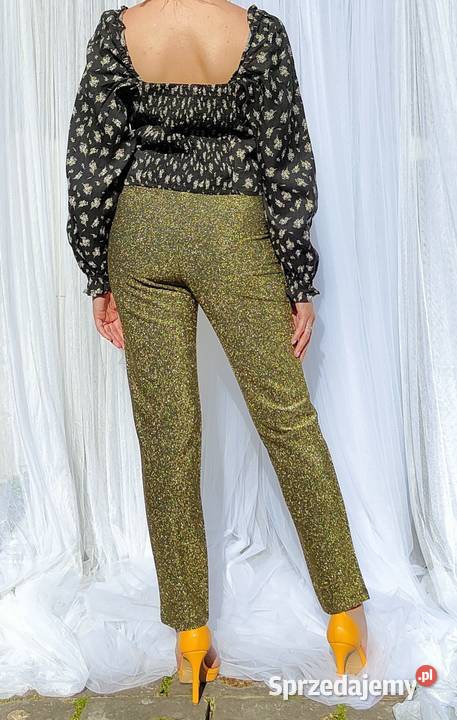 Złote spodnie cygaretki Indiska 42 XL 40 L