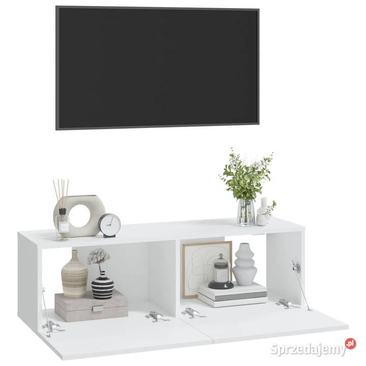 Szafki ścienne pod TV 2 białe 100x30x30 WM804544 Warszawa