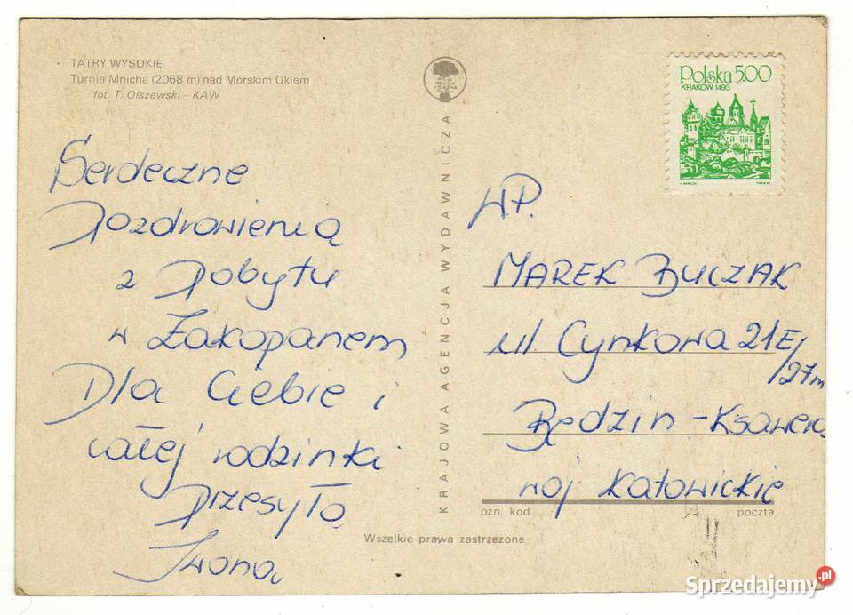 TATRY WYSOKIE TURNIA MNICHA POCZTÓWKA