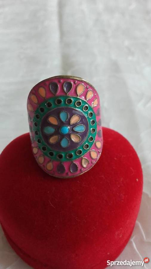 MIEDZIANY PIERŚCIONEK Z MALOWANYM OKIEM r 16 Piła