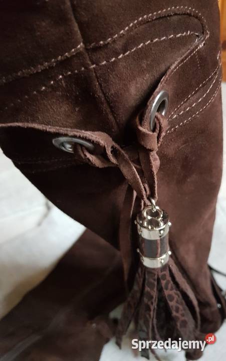 Lavorazione Artigiana kozaki zamszowe na obcasie skóra Kielce