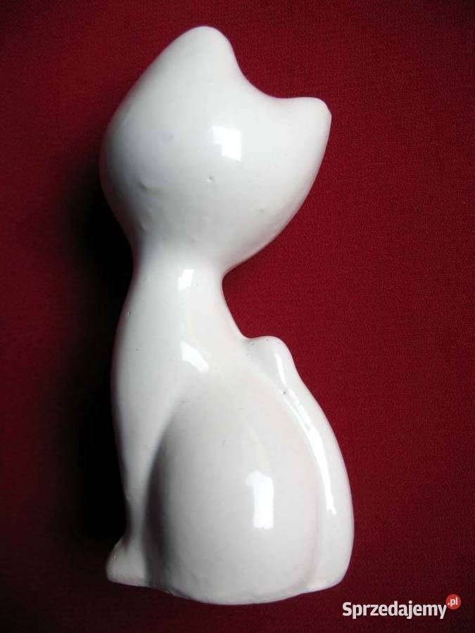 Kot biały mały kotek porcelana 8 x 35 x 3