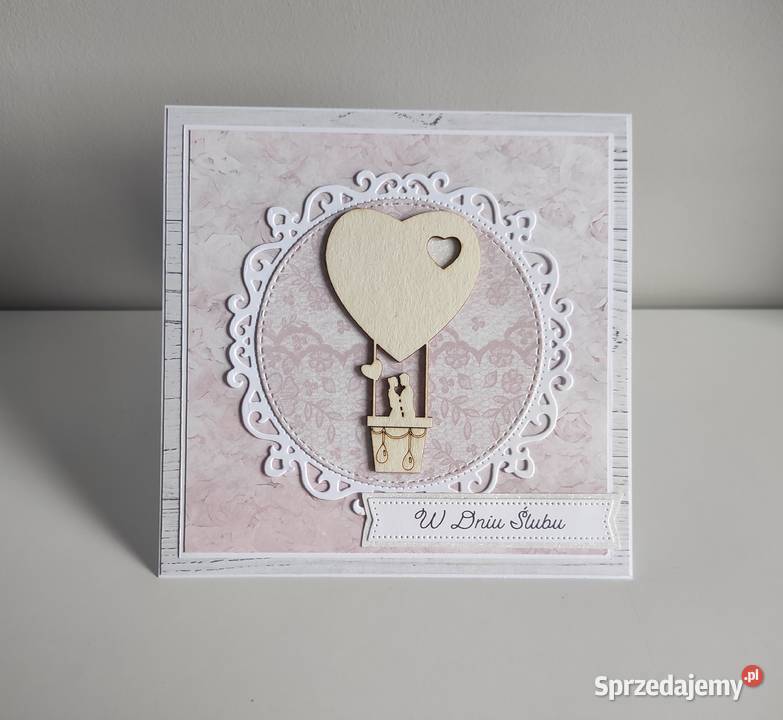 Kartka ręcznie robiona na ślub Antyki, Sztuka, Kolekcje Łódź