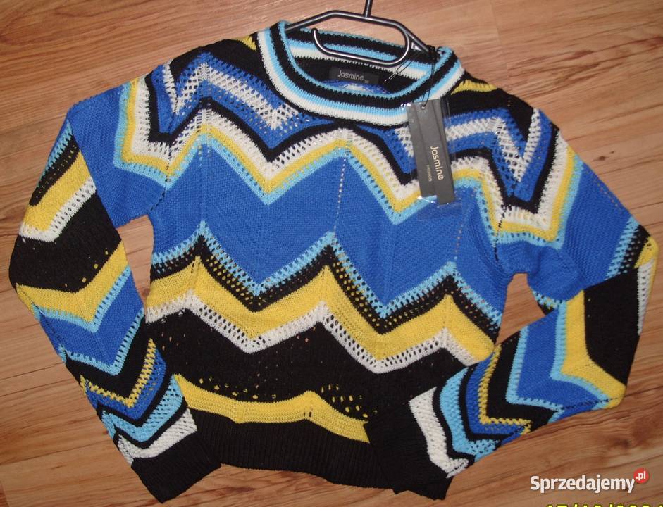 JASMINA Chabrowo żółty sweterek w zygzaki SM wielkopolskie Rawicz