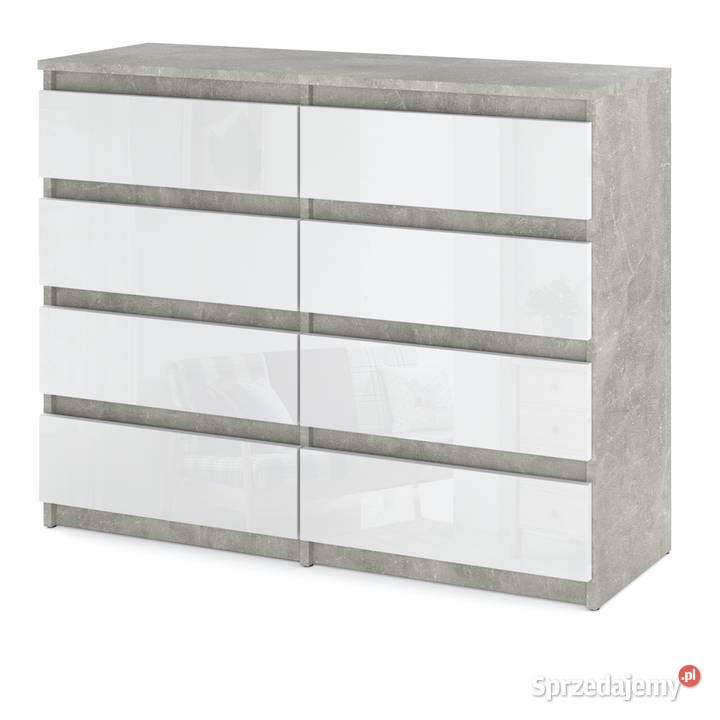 Komoda 8 Szuflad Beton Biały Hugo Młodzieżowa Elbląg