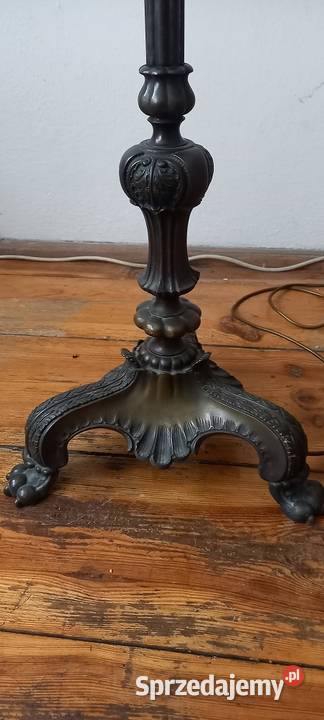 Stara mosiężna lampa podłogowa klosz witraż w łódzkie Skierniewice