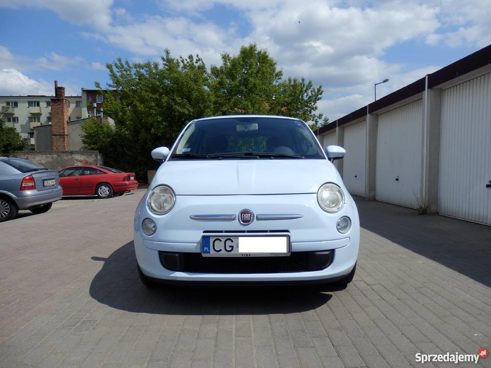 FIAT 500 12 BŁĘKITNY mały przebieg KLIMA Rok produkcji 2008 Poznań sprzedam