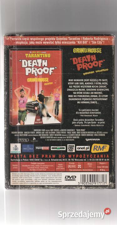 GRINDHOUSE DEATH PROOF QUENTIN TARANTINO DVD DVD