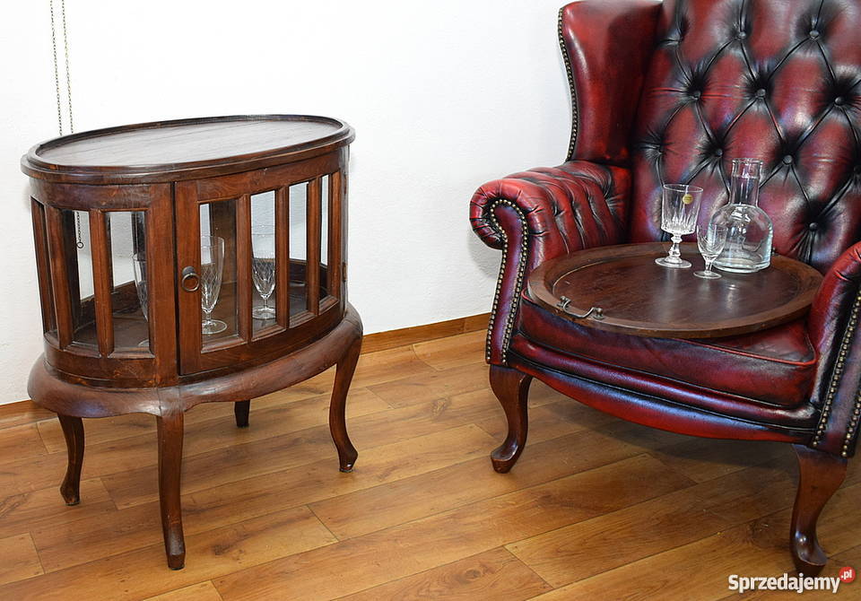 Kolonialny barek tekowy szafka z tacą stolik tek dolnośląskie