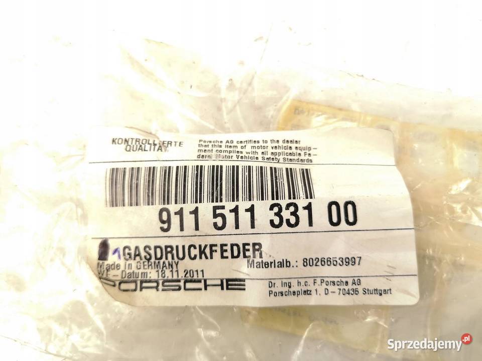 SIŁOWNIK GAZOWY MASKI PORSCHE 911 19741989