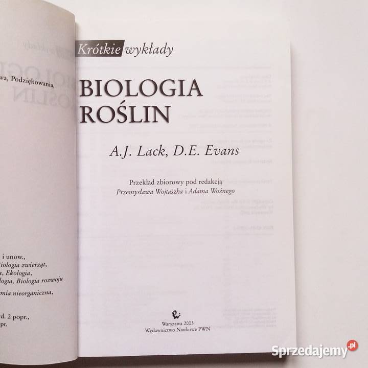AJ Lack DE Evans Biologia roślin krótkie wykłady Łódź