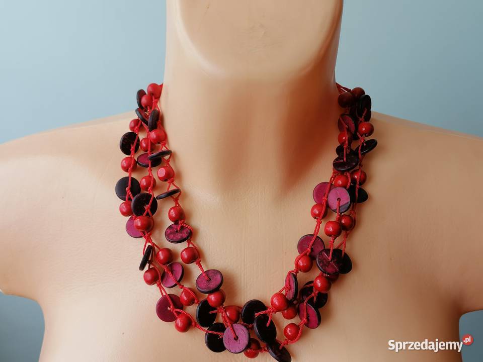 NASZYJNIK BOHO NATURALNY KORAL KOLCZYKI Naszyjniki Łódź