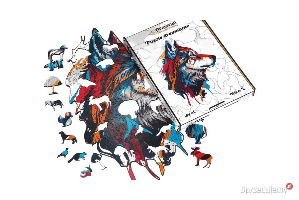 Puzzle Drewniane Premium EKO Układanka Wilk 185 Łódź