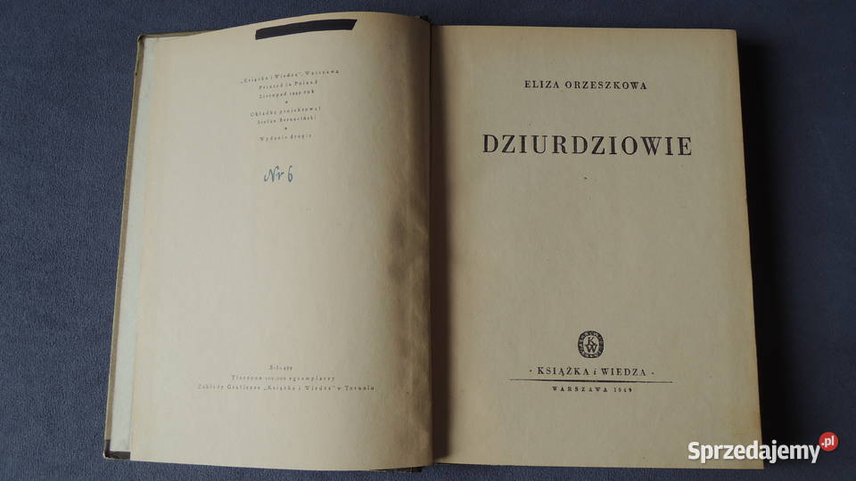 Książka Dziurdziowie Eliza Orzeszkowa Rok wydania 1949 Białystok