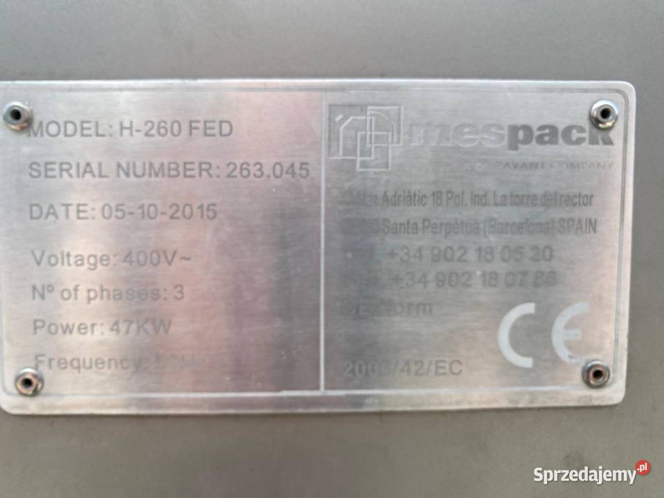 MESPACK H260 FED korek musy owocowe Poznań sprzedam