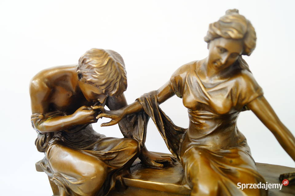 Figura z brązu Zakochani zaręczyny rzeźba piękna Antyki Gizałki sprzedam
