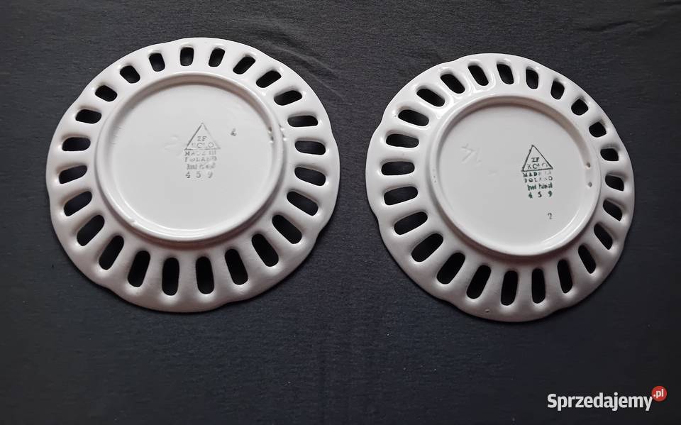 Dwa ręcznie malowane ażurowe talerzyki ZF Koło wielkopolskie Koźminek