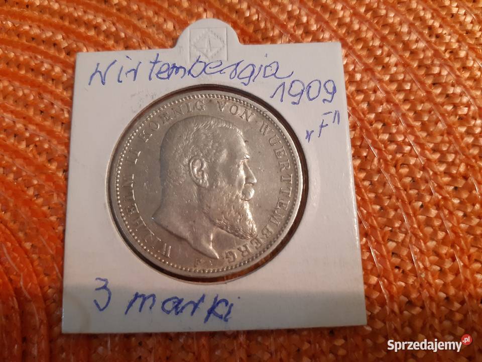 moneta srebrna Wirtembergii z 1909r Łomża sprzedam