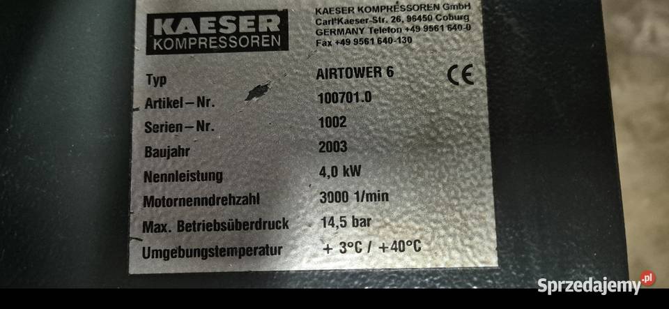 Kompresor śrubowy Kaeser Airtower 6 plus Produkcja Jelcz-Laskowice