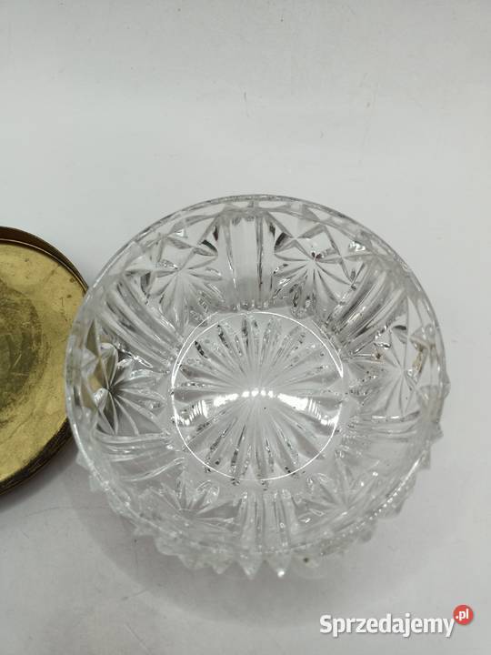 Piękny zabytkowy pojemnik puzderko z haftem Porcelana i szkło Zamość
