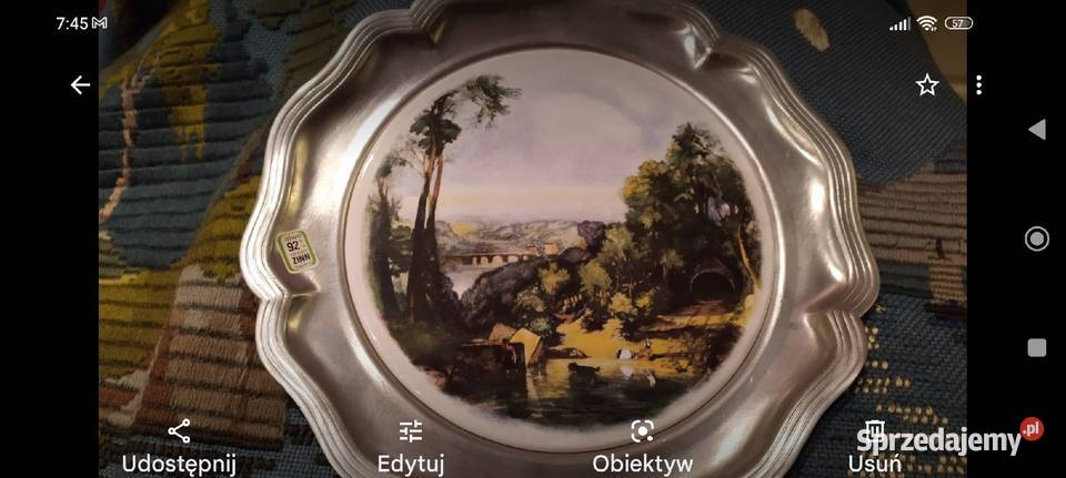 Talerz kolekcjonerski pporcelana pejzaż w cynie Wrocław sprzedam