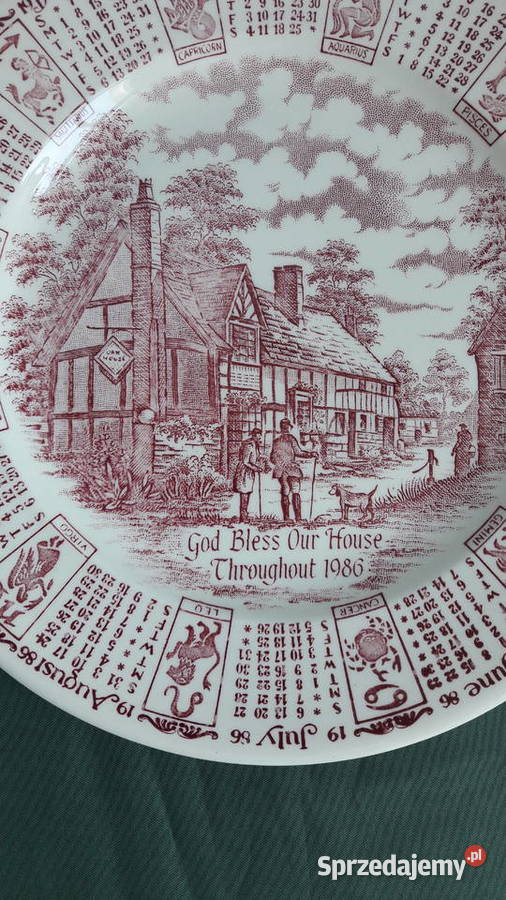 Talerz z kalendarzem i znakami zodiaku z 1986 Porcelana i szkło Antyki, Sztuka, Kolekcje Głuchołazy