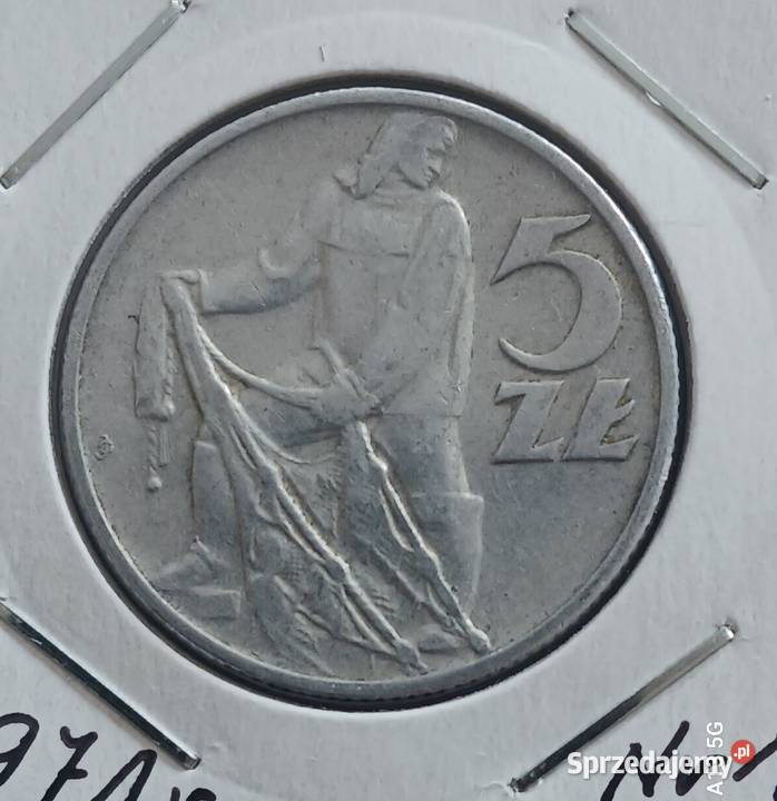 5 Złotych Rybak 1971 r 1 najniższy nakład Ładna Konin