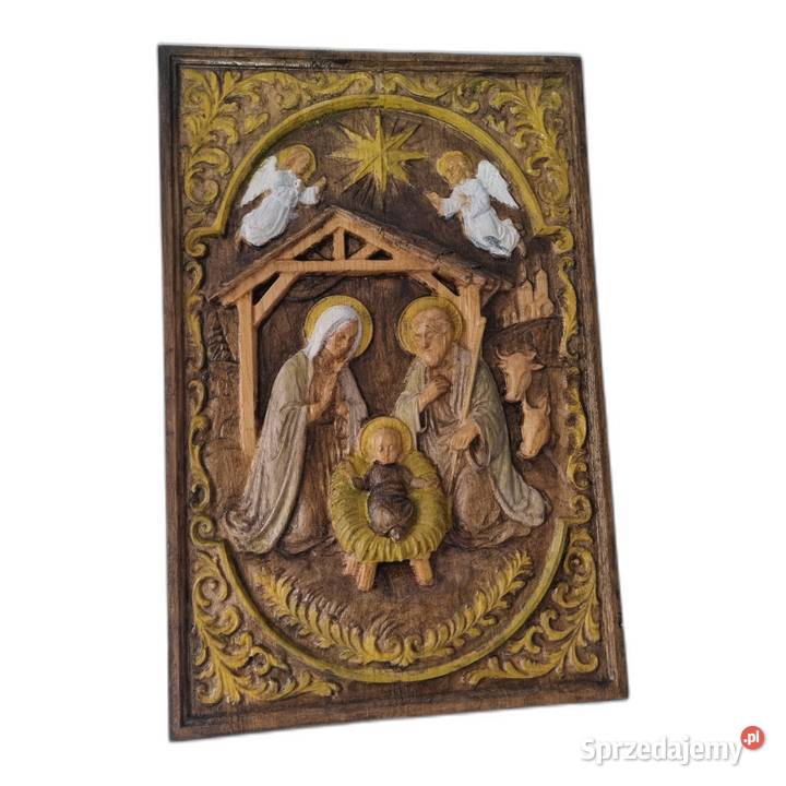 Szopka Bożonarodzeniowa Obraz z drewna ręcznie zachodniopomorskie Malechowo