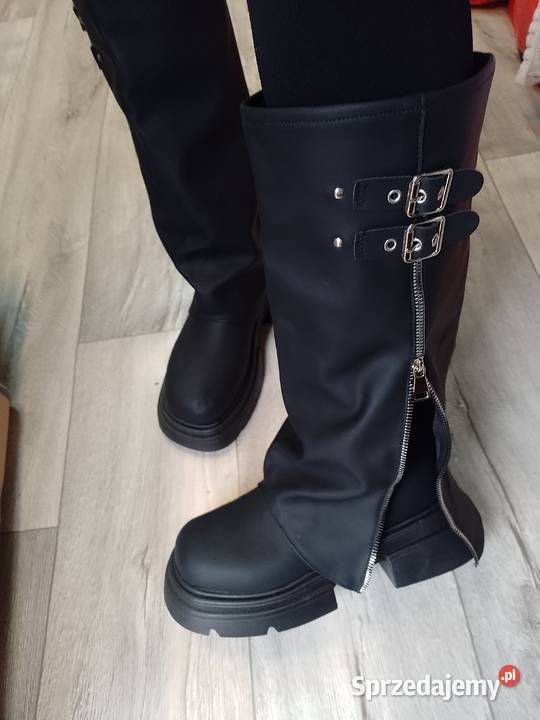 3940 Czarne Zdobione Kozaki traperowe NOWE małopolskie Kraków