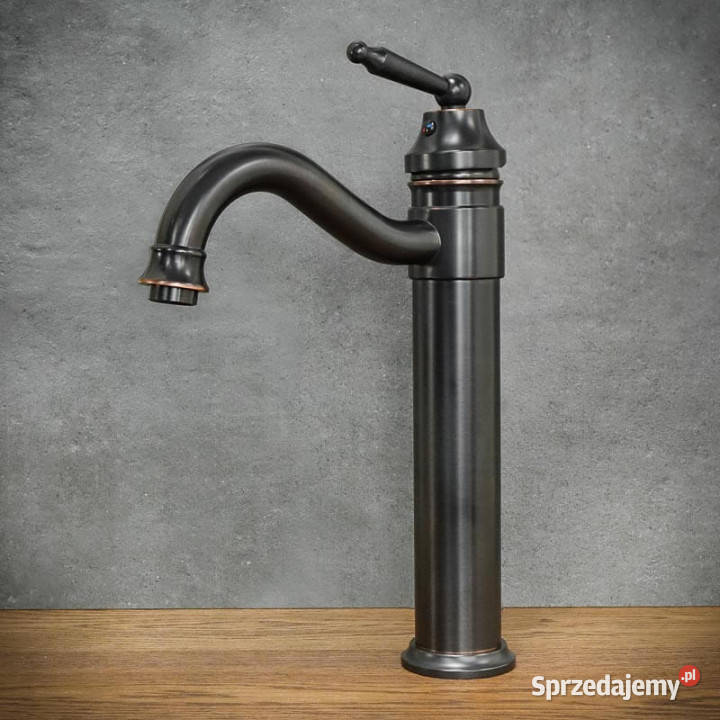 Bateria umywalkowa stojąca czarna MARGATE wysoka