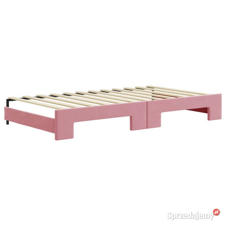 Sofa rozsuwana z szufladami różowa aksamit