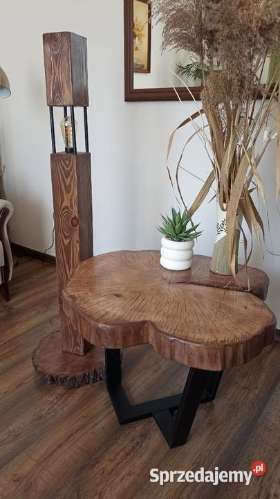 Stolik kawowy plaster drzewa plus lampa sprzedam