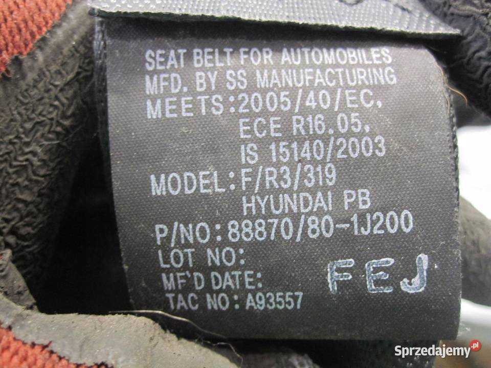 HYUNDAI I20 I 10r pas bezpieczeństwa lewy przód osobowe
