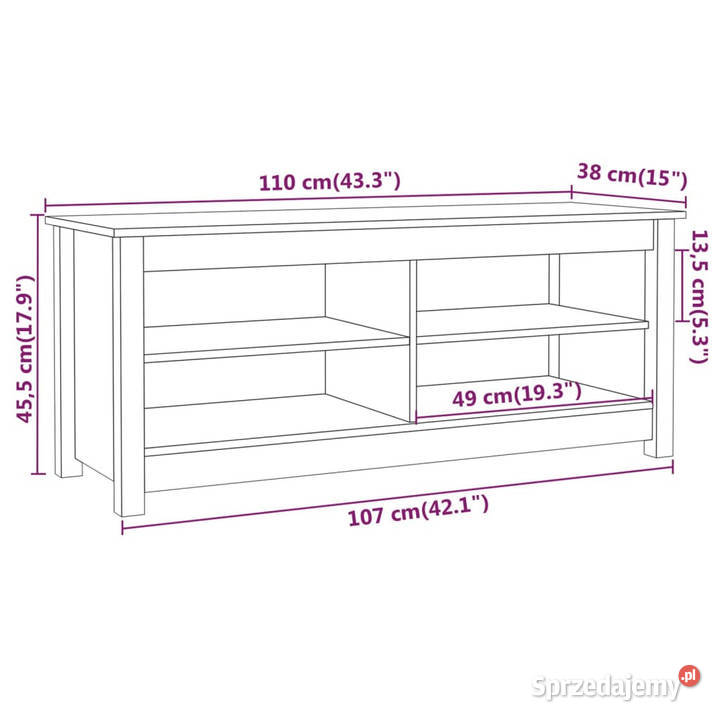 Szafka na buty biała 110x38x455 lite drewno mazowieckie sprzedam