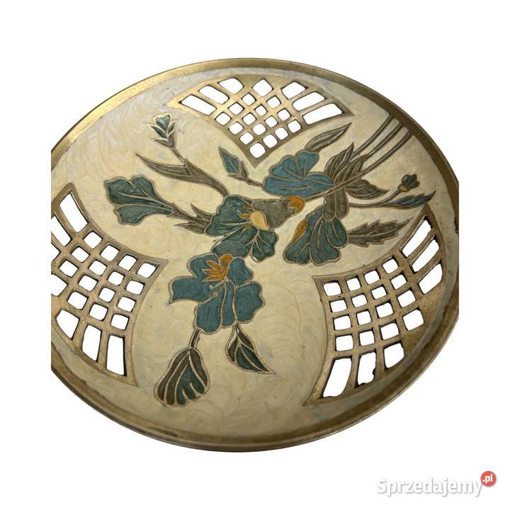 Ręcznie malowana patera mosiężna Francja lata 60 Warszawa