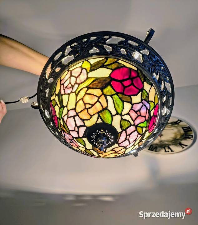 Tiffany lampa wisząca witrażowa plafon kwiaty dolnośląskie Zaręba