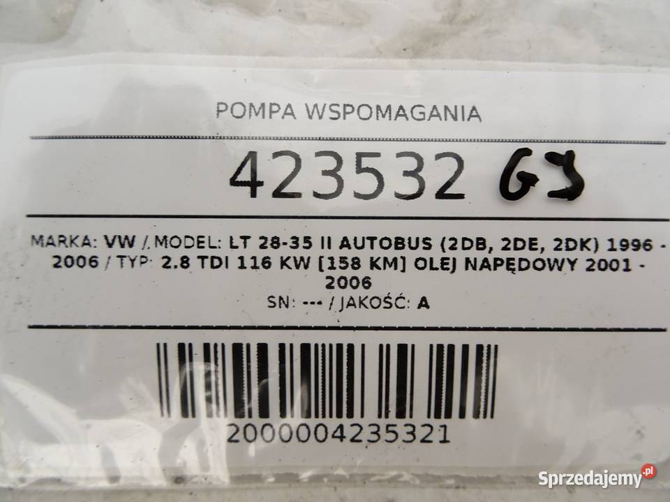POMPA WSPOMAGANIA VW LT 28 35 28 158 9606 podkarpackie