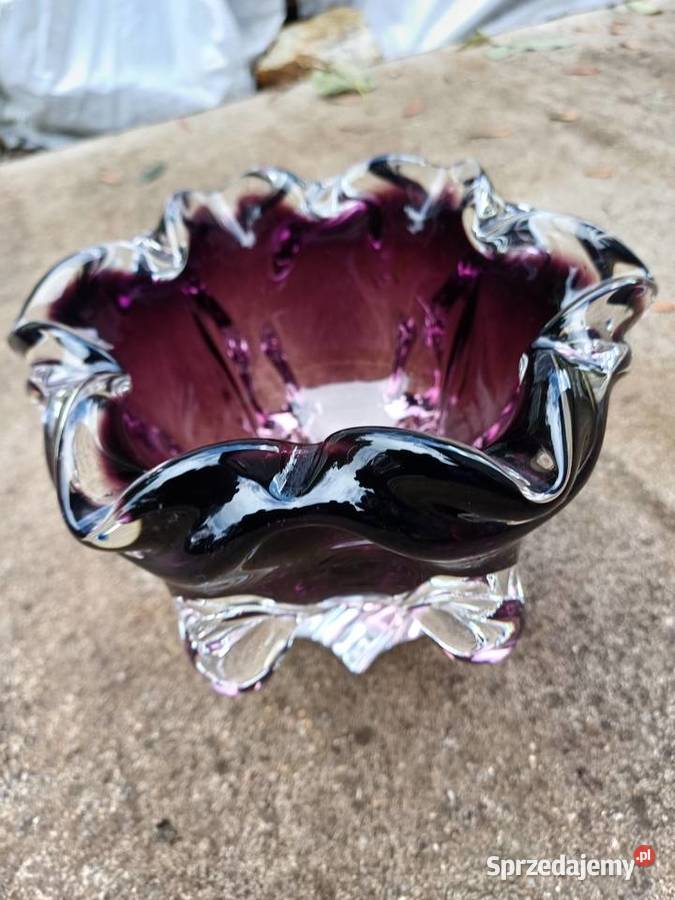 Retro patera z 60 tych lat hutnicze szkło Lubań