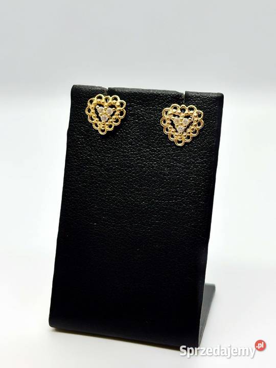 Złote kolczyki pr 585 095g Sztyft Serce Kolczyki Elbląg