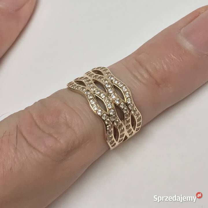 Złoty PIERŚCIONEK 585 14K RÓŻOWE złoto KAMIENIE Warszawa sprzedam