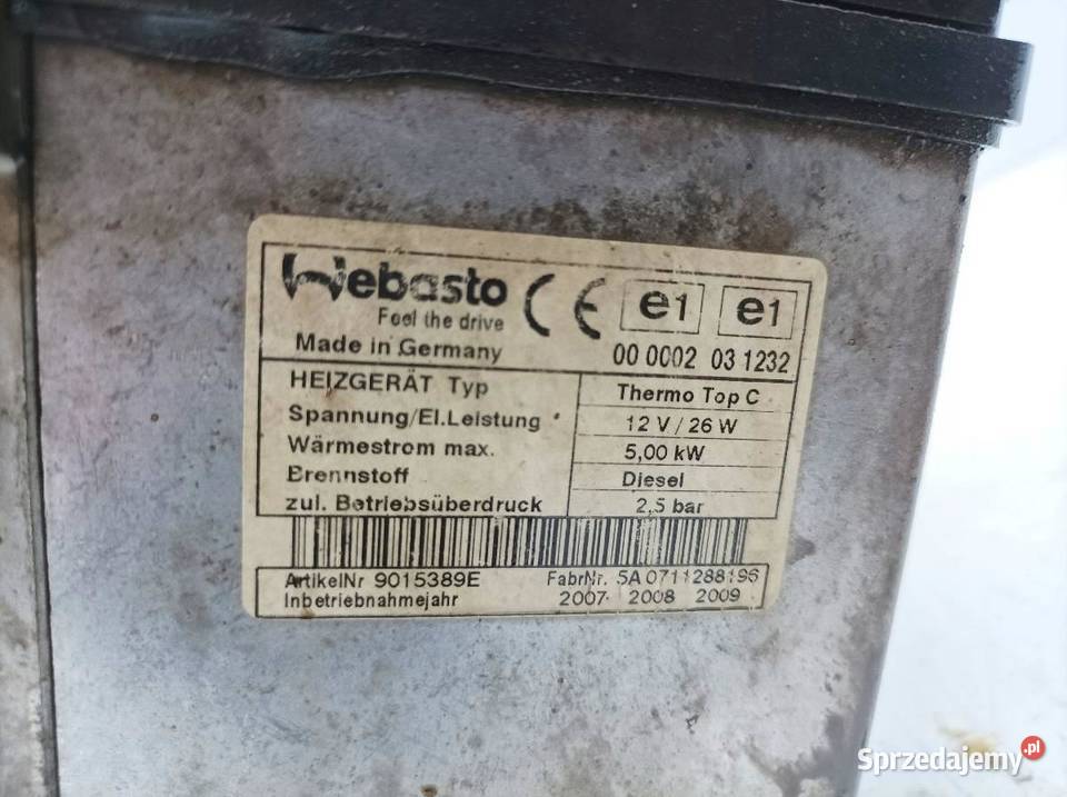OGRZEWANIE POSTOJOWE WEBASTO GH KOMBI 9015389E
