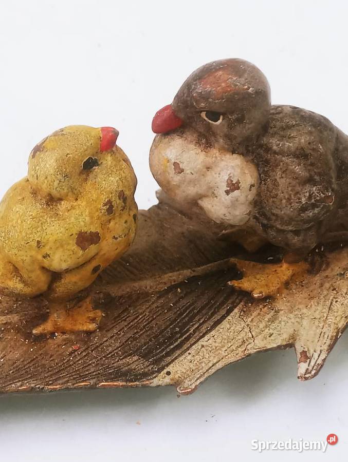 Franz Bergmann Brąz Rzeźba Ptaszki na Piórze Nowa Sól